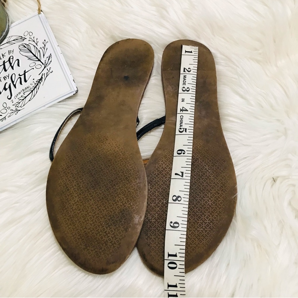 Tory Burch T Logo T Strap Thong Sandals Flats Black Sz 10 - Picture 9 of 11
